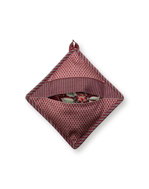 Flower Festival quadratischer Topflappen, Himbeerfarben, 22 x 22 cm