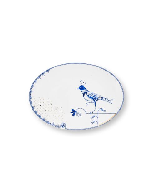 Plato ovalado blanco Pip&The Blue Bird, 30 x 21,5 cm
