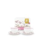 Set mit 2 Paar hübschen Teetassen, weiß/goldfarben, 280 ml