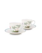 Coffret 2 Paires tasses café Jolie pois blanc/or - 120ml
