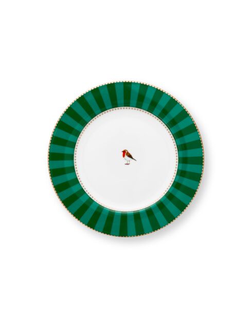 6 platos para pan Love Birds con rayas verdes, 17 cm