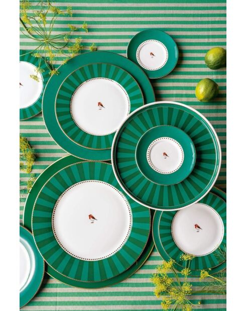6 platos para pan Love Birds con rayas verdes, 17 cm