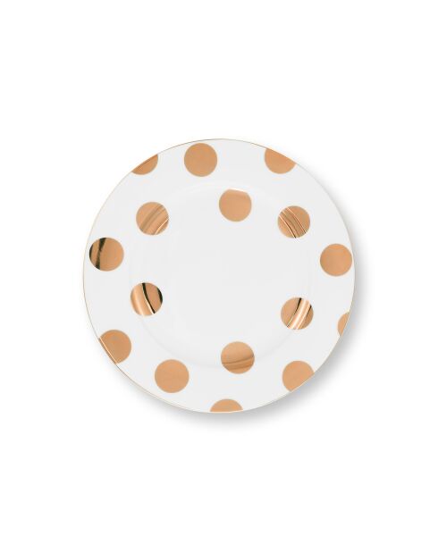 6 platos de postre Dot Delight blanco/dorado - 23 cm