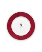 Plato para pan rojo con 6 pájaros Love Birds, 17 cm