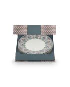 Set de regalo de 4 platos para festivales de flores de color azul claro, 21 cm