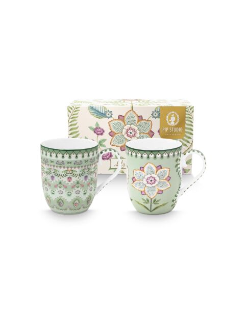 Coffret 2 petits mugs Lily & Lotus verts - 145ml
