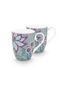 Coffret 2 Grand mug Flower Festival bleu clair - 350ml