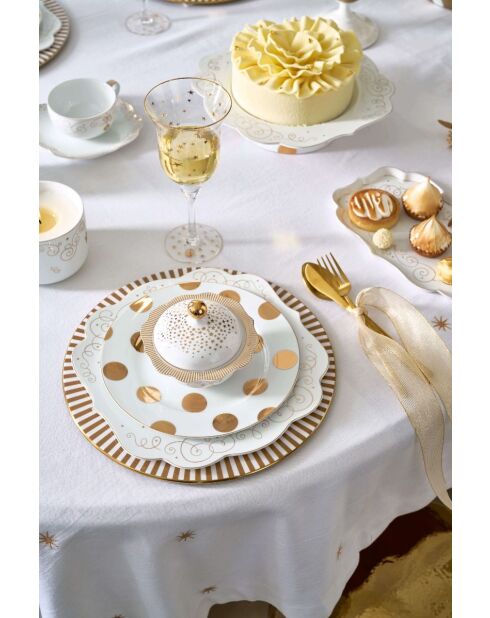 Set de 2 platos Dot Delight blanco/dorado - 23 cm