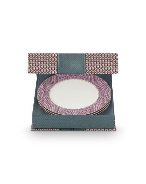 Coffret Cadeau 4 assiettes Flower Festival bleu clair - 26,5cm