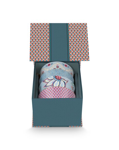 Oriental Flower Festival, set regalo blu con 4 ciotole, 12 cm