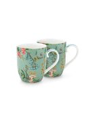 Set mit 2 kleinen blauen, hübschen Blumentassen — 145 ml