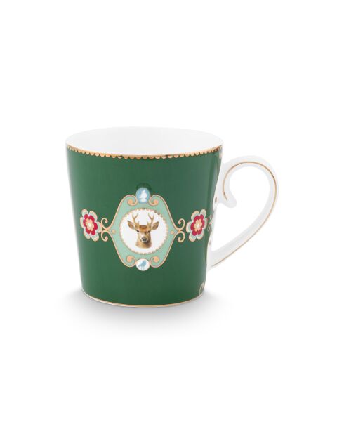 L Love Birds Medaillon Tasse mit grünem Hirsch, 8 x H 9 cm