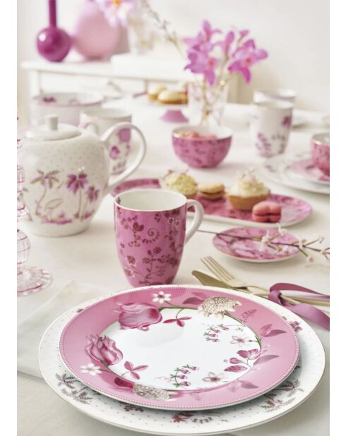 6 Assiettes Jolie Tulipe rose - 23cm