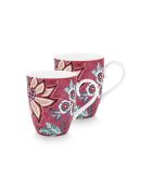 Set mit 2 großen rosafarbenen Blumen-Festival-Tassen — 350 ml