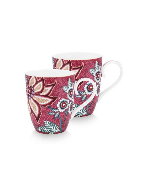 Set van 2 grote roze Flower Festival-bekers - 350ml