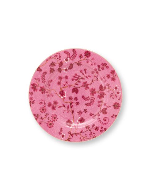 Brotteller mit hübschen rosafarbenen Blumen, 17 cm, 6 Stück