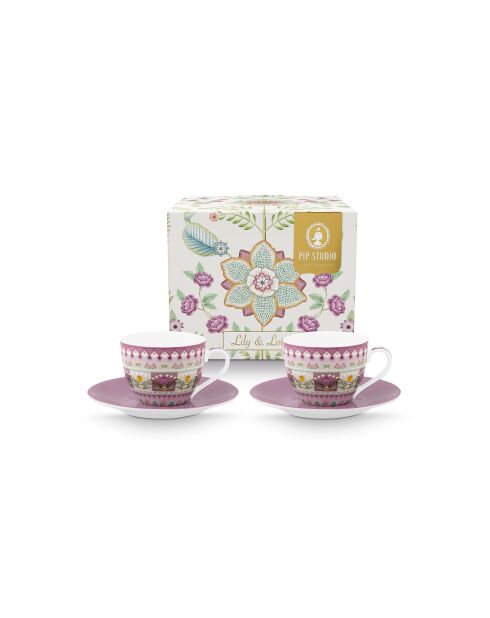Coffret 2 Paires tasse café Lily & Lotus multicolores - 120ml