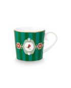 Kleine Tasse „Love Birds Stripes“, 150 ml, Smaragd/Grün