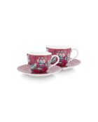 Set mit 2 Paar rosafarbenen Flower Festival Kaffeetassen — 120 ml