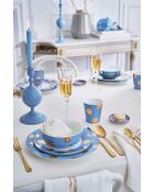 Kleiner Becher ohne Henkel 290 ml und Beutelhalter Dot Delight hellblau/gold - 20 cm