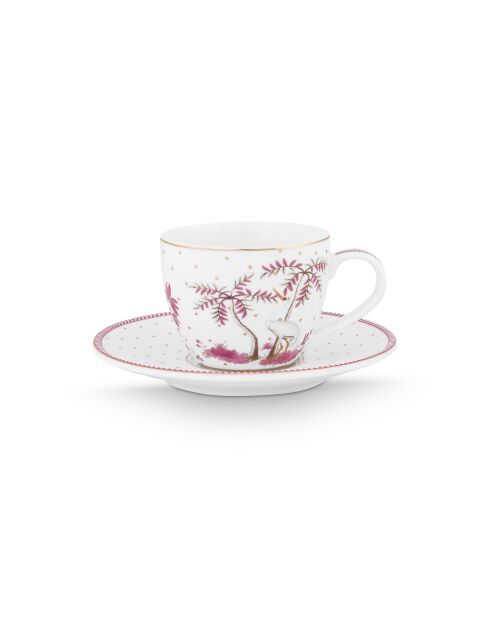 Paar koffiekopjes Jolie polka dots wit/goud - 120ml