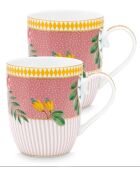 6 kleine rosa La Majorelle Porzellantassen — 7,8 x 10 x 8,5 cm