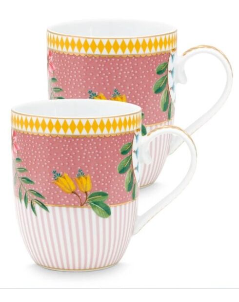 6 kleine rosa La Majorelle Porzellantassen — 7,8 x 10 x 8,5 cm