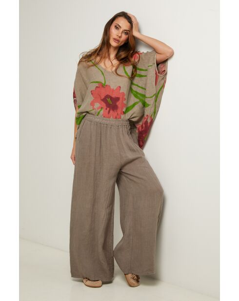 Taupefarbene Leinenhose Ibiscus