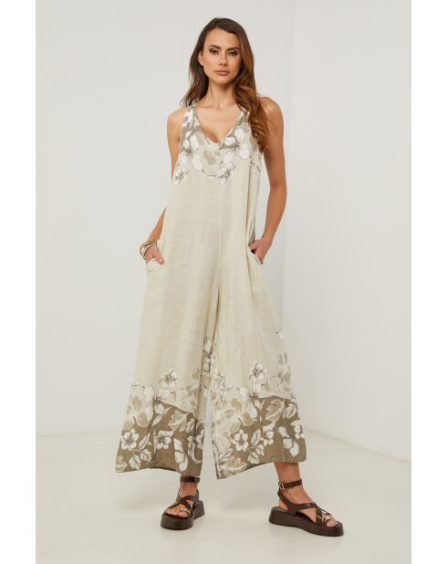 Labelys beigefarbener Leinenoverall