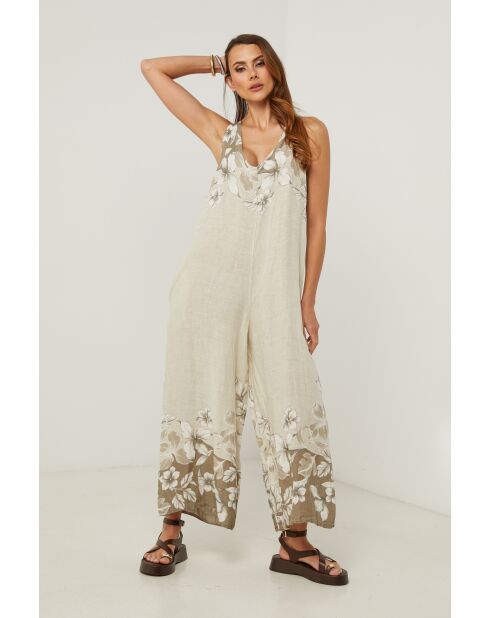 Labelys beigefarbener Leinenoverall