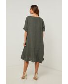 Khakifarbenes Leinenkleid Galinia