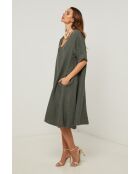 Khakifarbenes Leinenkleid Galinia