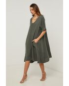 Khakifarbenes Leinenkleid Galinia