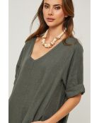 Khakifarbenes Leinenkleid Galinia