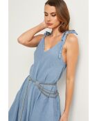 Iwel indigokleurige linnen jurk