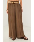 Pantaloni color moka con frange