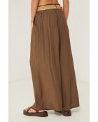 Pantaloni color moka con frange