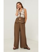 Pantaloni color moka con frange