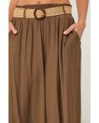 Pantaloni color moka con frange