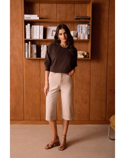 Pantaloni Olivierra in cotone taupe grezzo