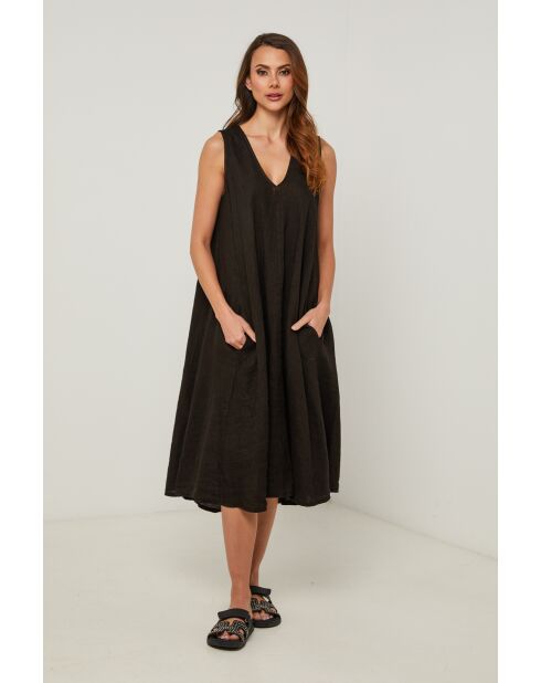 Zwarte linnen jurk van Merkiel