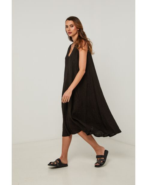 Zwarte linnen jurk van Merkiel