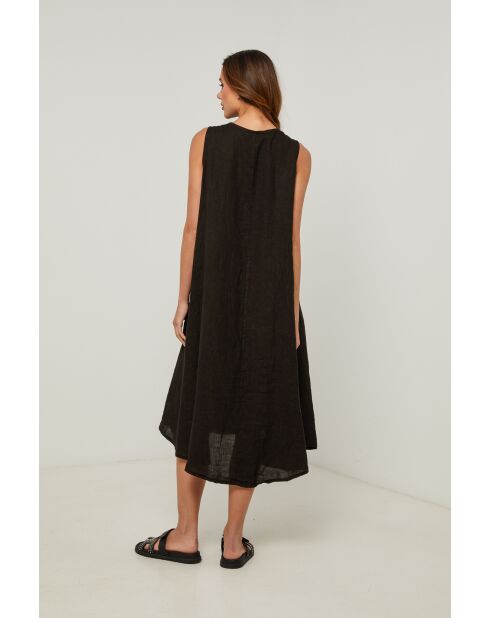 Zwarte linnen jurk van Merkiel