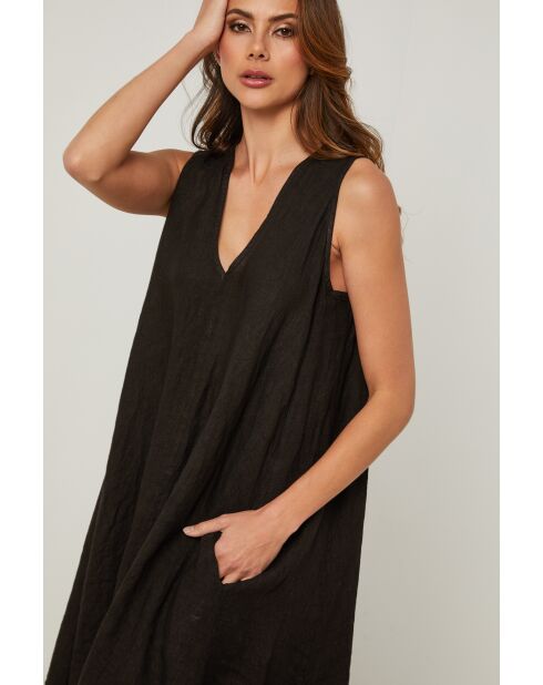 Zwarte linnen jurk van Merkiel