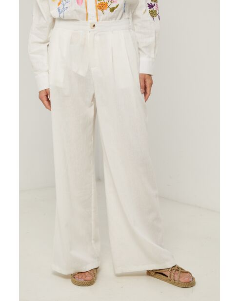 Pantaloni Carbi ecru in cotone