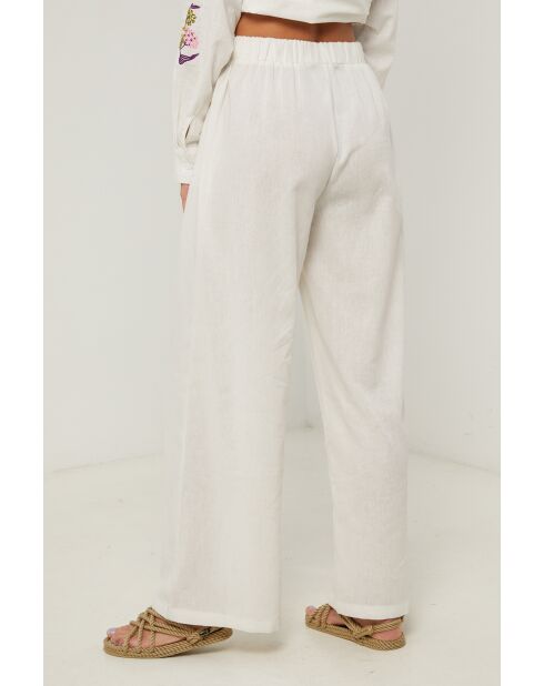 Pantaloni Carbi ecru in cotone