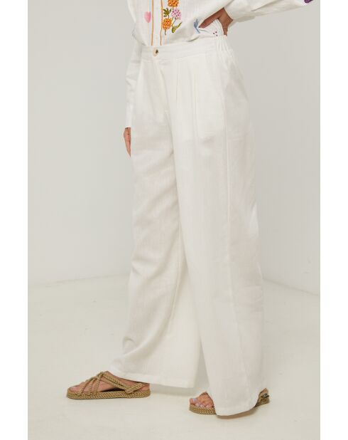 Pantaloni Carbi ecru in cotone