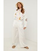 Pantaloni Carbi ecru in cotone