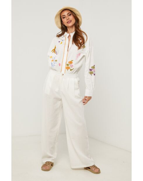 Pantaloni Carbi ecru in cotone