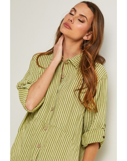 Irine limoengroene linnen jurk